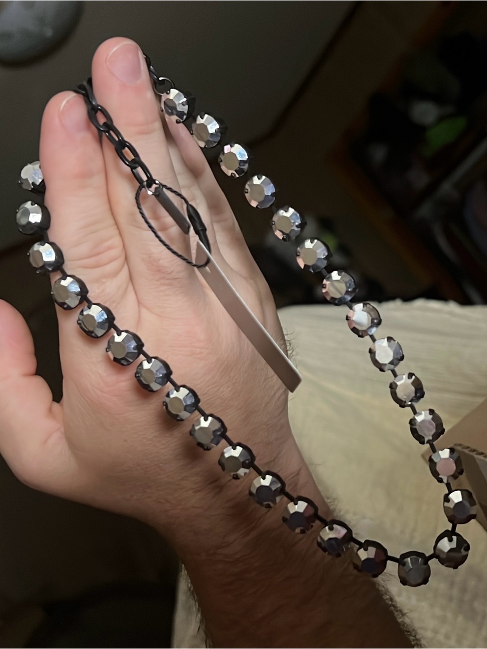 NWT TOVA Smutt/chrome Trentley necklace